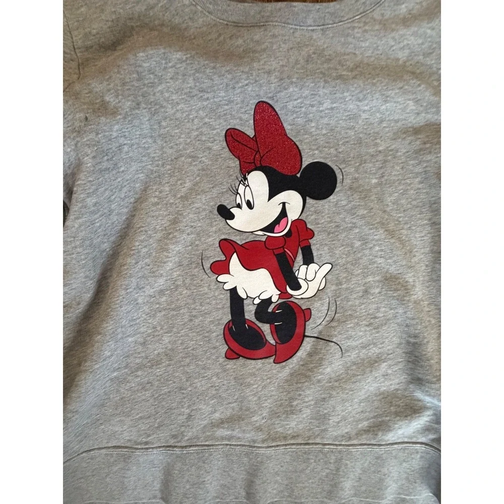 Kate Spade x Disney Minnie Mouse Sweatshirt Gray Medium Glitter Graphic Pullover